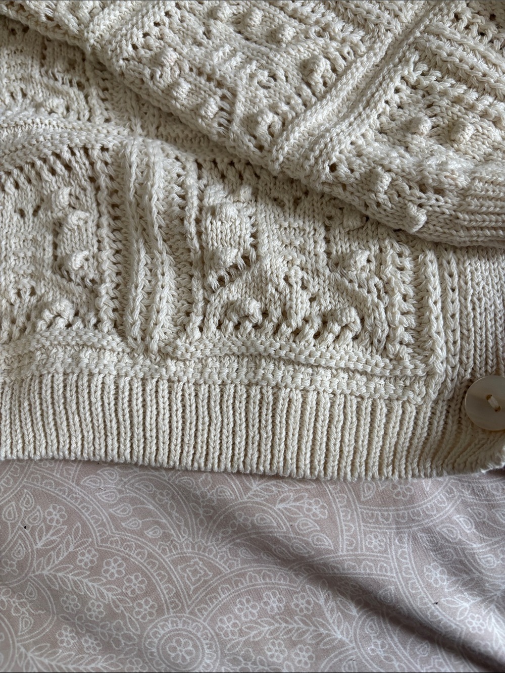 Only Cream Crochet Knit Button-Up Cardigan - Picture 6 of 6